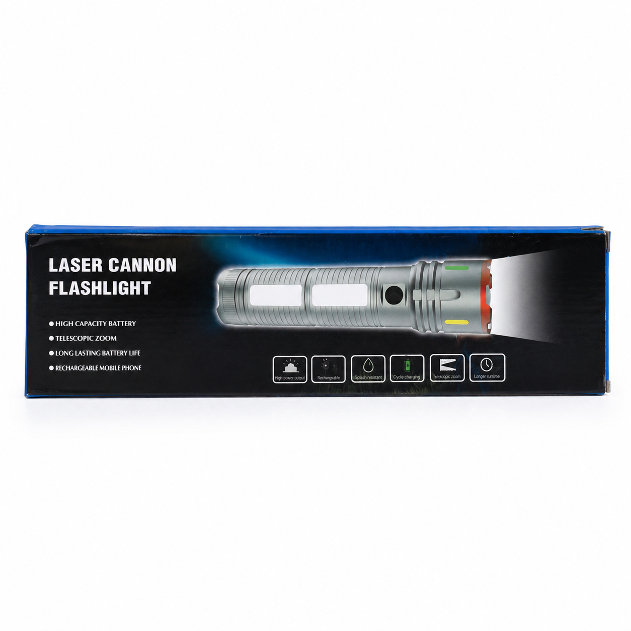 Premium Laser Cannon X03 Metal Tactical Flashlight -Long Lasting LED Torch with Built-in Power Bank - Image 5