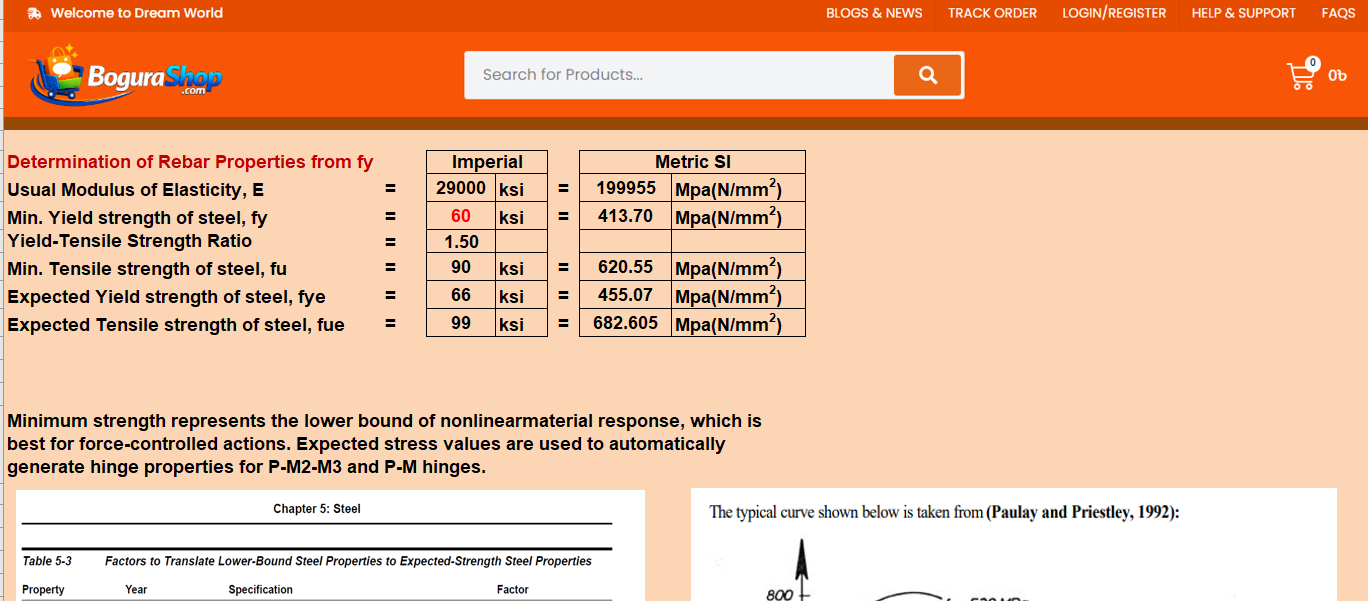 Rebar Material Properties Excel Sheet (fy থেকে fu, fye, fue ক্যালকুলেটর) | Civil Engineering Excel File - Image 2